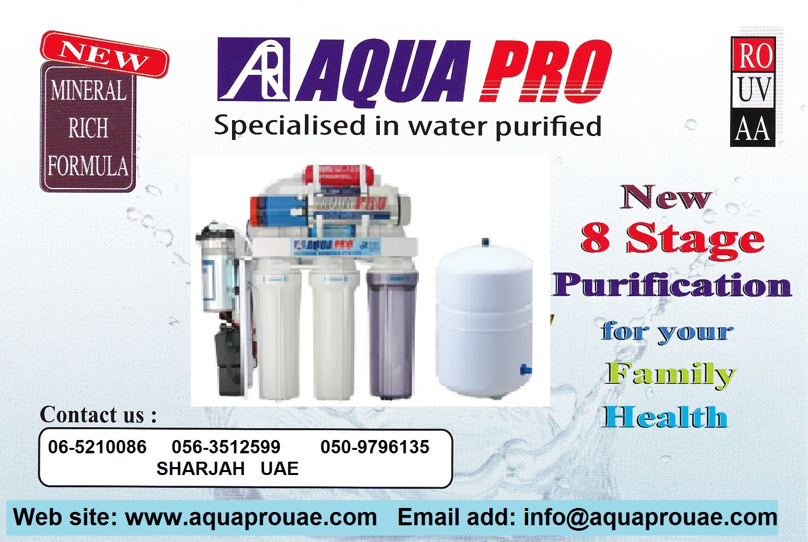 AQUAPRO BEST RO DRINKING WATER PURIFICATION SYSTEM UAE