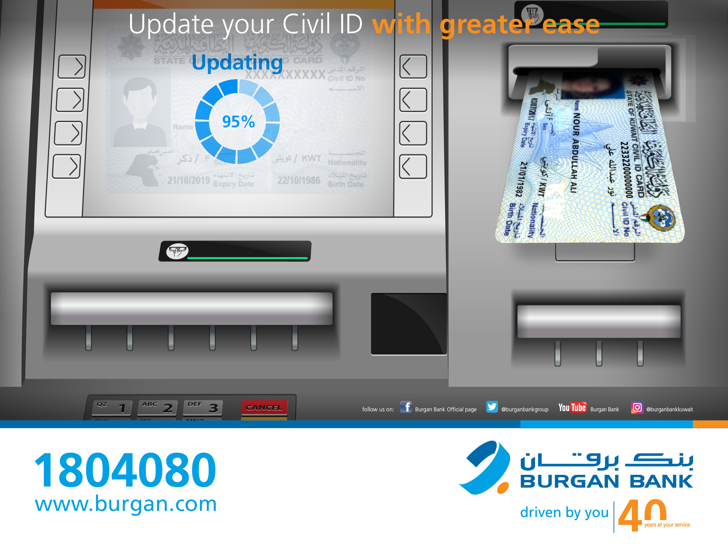Burgan Bank Customers can Update Their Civil ID Information Through Burgan Bank  Branch ATMs