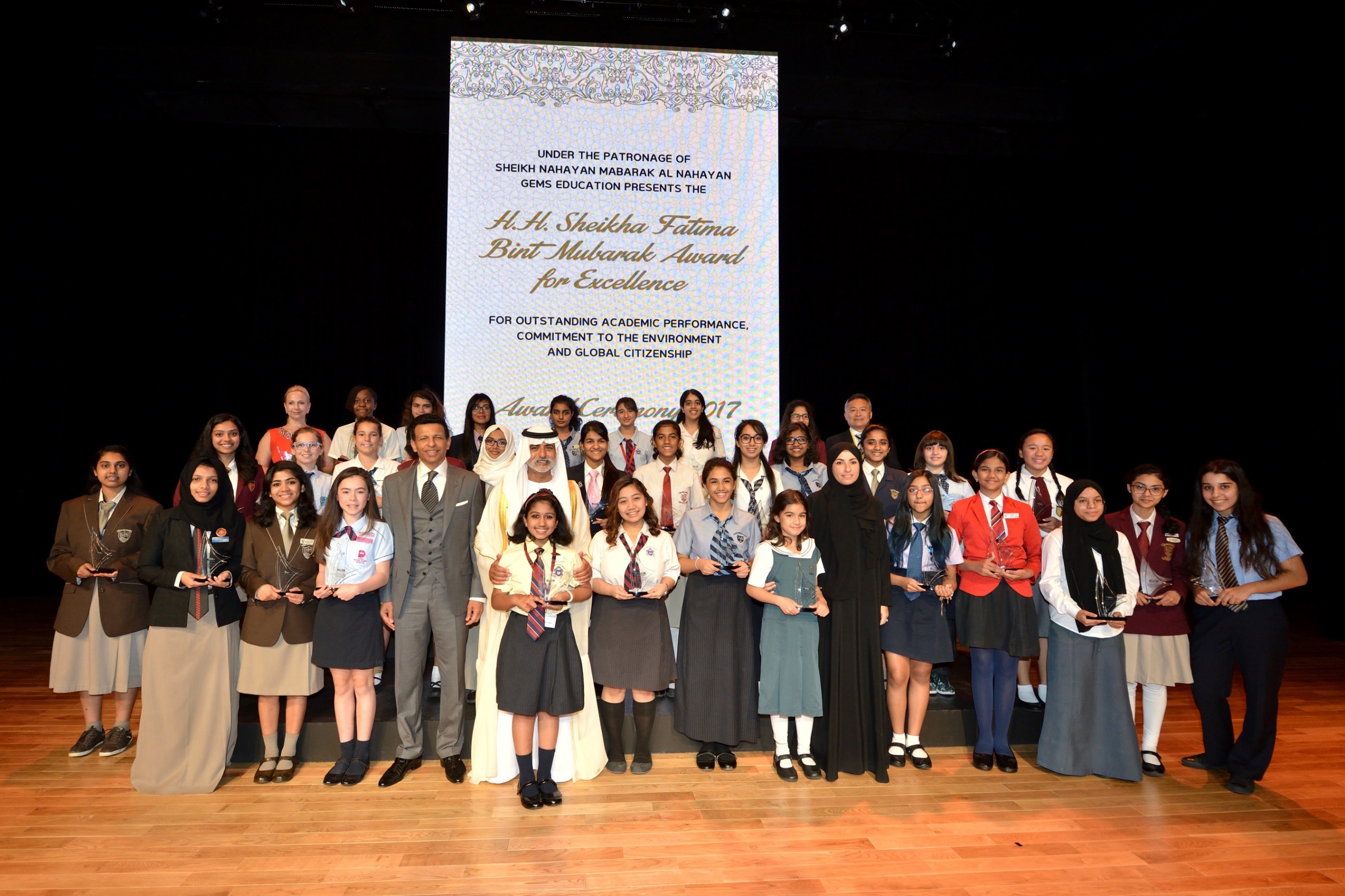 His Excellency Sheikh Nahyan Presents Sheikha Fatima Award to 38 Exceptional Female GEMS Students