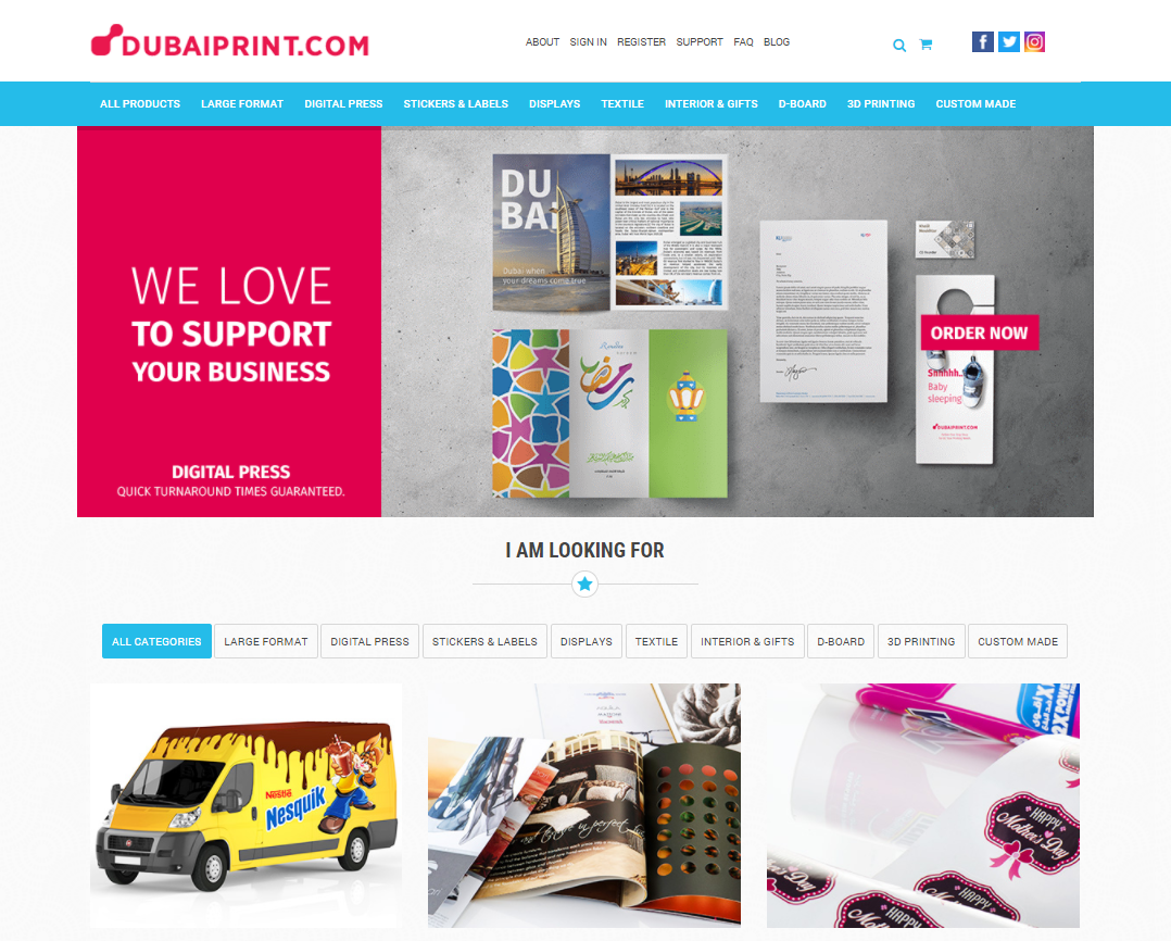 Site Dubaiprint.com ; Specialized e - Commerce Platform Printing the Fastest Growing in the Region