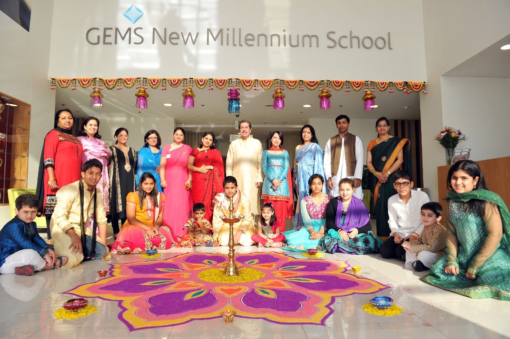 Students from GEMS New Millennium School celebrating Diwali 