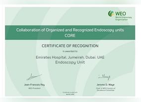 The CORE certification was received by Emirates Hospital- Jumeirah, among five hospitals in the region