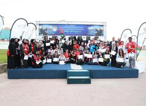 Prize winners during the awards ceremony at Abu Dhabi International Marine Sports Club