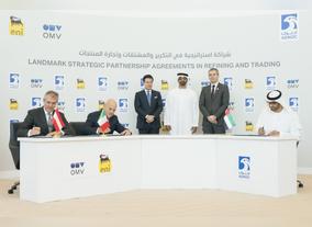 H.H. Sheikh Mohamed Witnesses Signing of Landmark Strategic Refining and Trading Partnership Agreements Between ADNOC, Eni and OMV