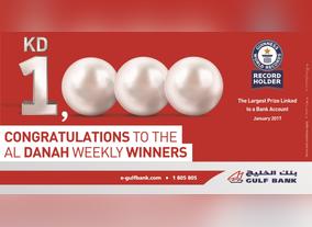 Gulf Bank Announces the Winners of the Al Danah Daily Draws for  the Week of 9 April  13 April 2017
