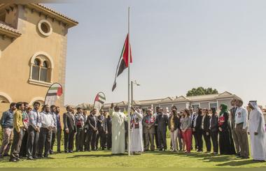 Falconcity of Wonders answers H.H. Sheikh Mohammeds call to proudly raise national colors as one in celebration of UAE Flag Day 