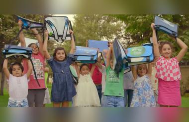 Emirates NBD upcycles advertising billboards  into school bags for deserving children