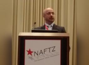 Dr. Mohammed Alzarooni, Chairman of World Free Zones Organization, addresses NAFTZ conference in Los Angeles, USA