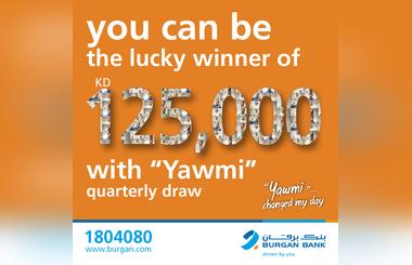 Burgan Bank announces the new winner of the KD 125,000 cash prize in the Yawmi Quarterly Draw