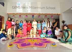 Students from GEMS New Millennium School celebrating Diwali 