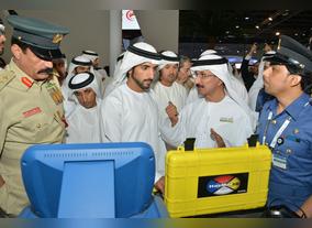 Hamdan bin Mohammed gets briefed on Dubai Customs smart services and praises Al Kashif vehicle
