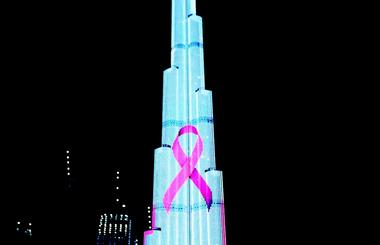 Burj Khalifa Shines in Pink in Biggest Worldwide Visual Campaign  for Breast Cancer Awareness.