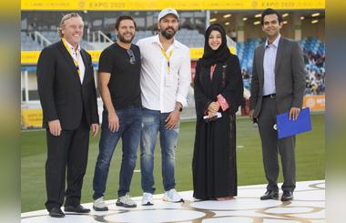 International cricket greats Yuvraj Singh and Shahid Afridi see Laing ORourke beat CoEX in Expo 2020 Dubai cricket tournament final
