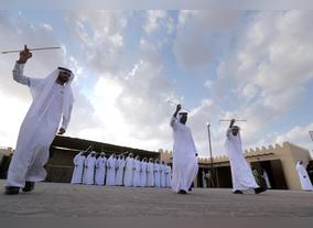Abu Dhabi Folklore Group perform 'Al Ayala' move at Al Dhafra Festival